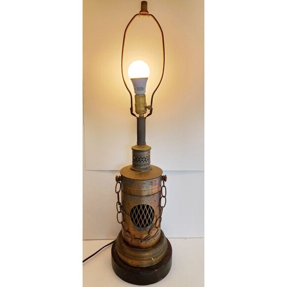 1960s MCM Table Lamp Brass Nautical Industrial Internal Light Mid Century INVRM - Picture 4 of 7